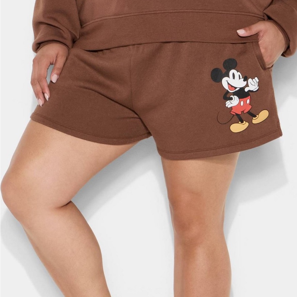 Brown Athletic Shorts with Mickey